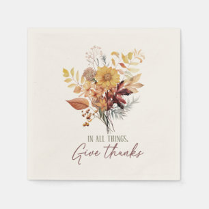 In All Things, Give Thanks – Autumn Floral Bouquet Napkin
