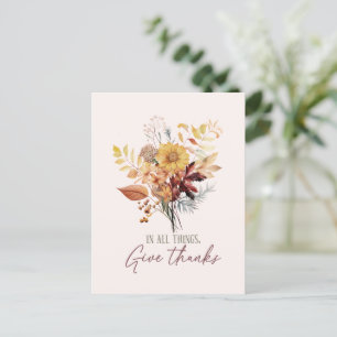 In All Things, Give Thanks – Autumn Floral Bouquet Postcard