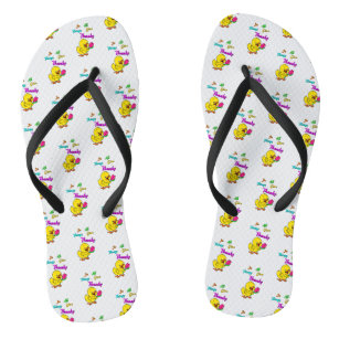 In All Things Give Thanks Chick Tulip Thanksgiving Flip Flops
