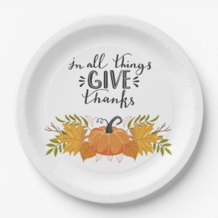 In all things give thanks paper plate