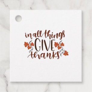 In All Things Give Thanks Thanksgiving Pumpkin Favour Tags