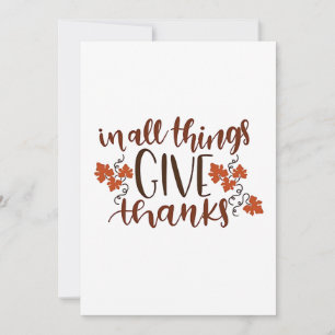 In All Things Give Thanks Thanksgiving Pumpkin  Invitation
