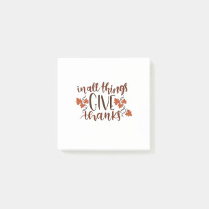 In All Things Give Thanks Thanksgiving Pumpkin  Post-it Notes