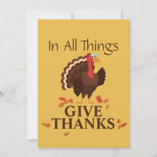 In All Things Give Thanks Turkey Thanksgiving Thank You Card