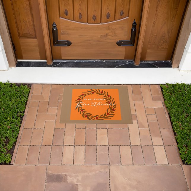 In All Things Give Thanks Wreath Doormat (Outdoor)