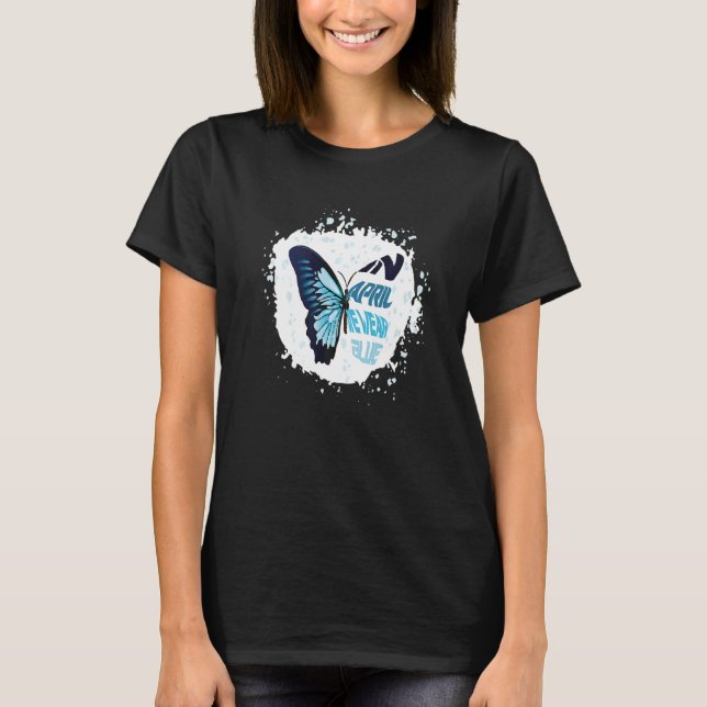 In April We Wear Blue Autism Awareness Autistic Bu T-Shirt (Front)