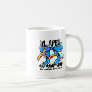 In April We Wear Blue Autism Awareness Coquette Bo Coffee Mug
