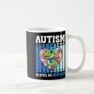 In April We Wear Blue Autism Awareness Dinosaur Pu Coffee Mug
