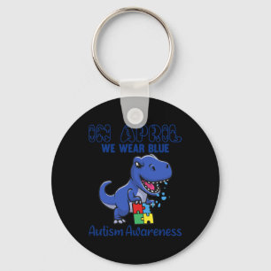 In April We Wear Blue Autism Awareness Month Dinos Key Ring