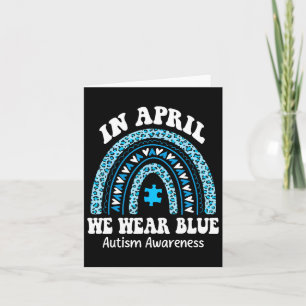 In April We Wear Blue Autism Awareness Month Puzzl Card