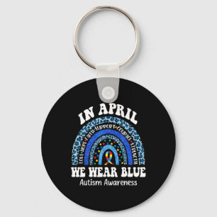 In April We Wear Blue Autism Awareness Month Puzzl Key Ring
