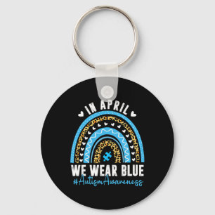In April We Wear Blue Autism Awareness Month Puzzl Key Ring