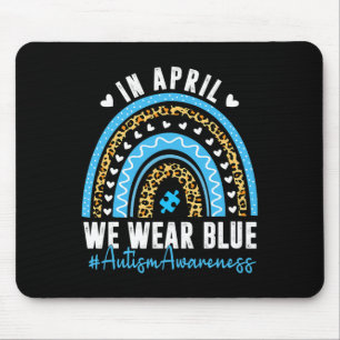 In April We Wear Blue Autism Awareness Month Puzzl Mouse Mat