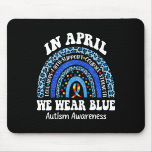 In April We Wear Blue Autism Awareness Month Puzzl Mouse Mat