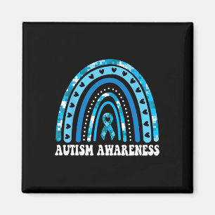 In April We Wear Blue Autism Awareness Month Rainb Magnet