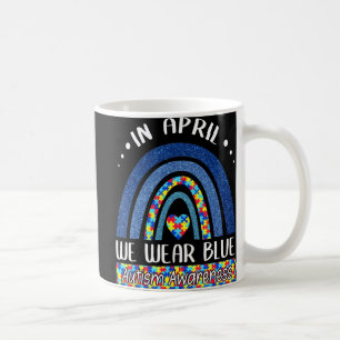 In April We Wear Blue Autism Awareness Puzzle Rai Coffee Mug