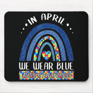 In April We Wear Blue  Autism Awareness Puzzle Rai Mouse Mat