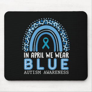 In April We Wear Blue Autism Awareness Rainbow Mouse Mat