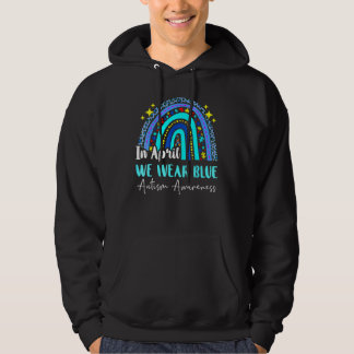 In April We Wear Blue Autism Awareness Rainbow Puz Hoodie