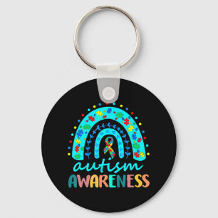 In April We Wear Blue Autism Rainbow Awareness Mon Key Ring