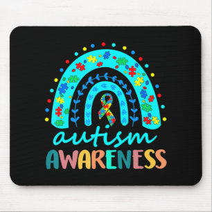 In April We Wear Blue Autism Rainbow Awareness Mon Mouse Mat