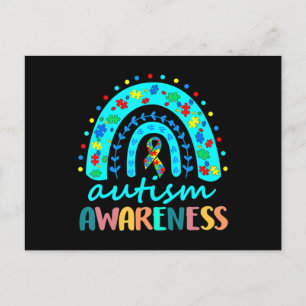 In April We Wear Blue Autism Rainbow Awareness Mon Postcard