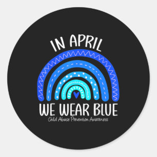 In April We Wear Blue Child Abuse Prevention Aware Classic Round Sticker