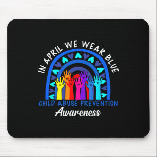 In April We Wear Blue Child Abuse Prevention Aware Mouse Mat