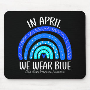 In April We Wear Blue Child Abuse Prevention Aware Mouse Mat