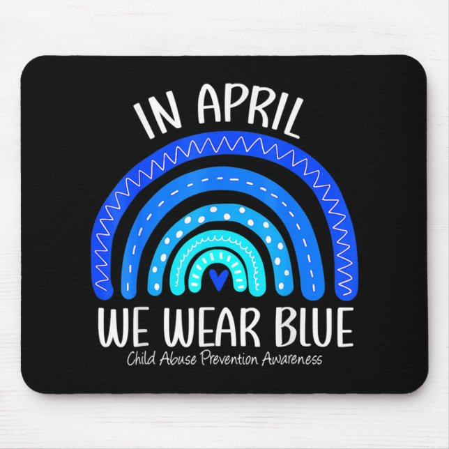 In April We Wear Blue Child Abuse Prevention Aware Mouse Mat (Front)