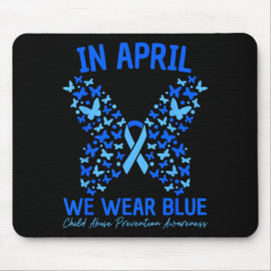 in April We Wear Blue Child Prevention Butterfly Mouse Mat