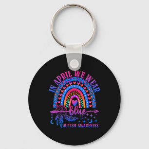 In April We Wear Blue Cute Autism Awareness Kids W Key Ring