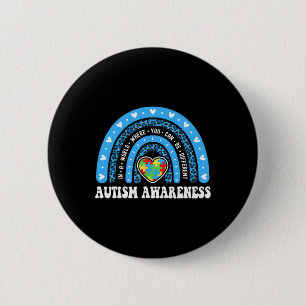 In April We Wear Blue Rainbow Autism Awareness Mon 6 Cm Round Badge