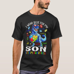 In April We Wear Blue Rex Dinosaur Autism Awarenes T-Shirt