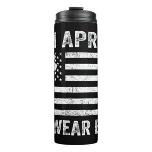 In April We Wear Blue Vintage American Flag Puzzle Thermal Tumbler