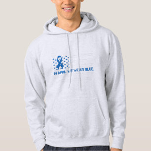 In April We Wear Blue Vintage American Flag Ribbon Hoodie
