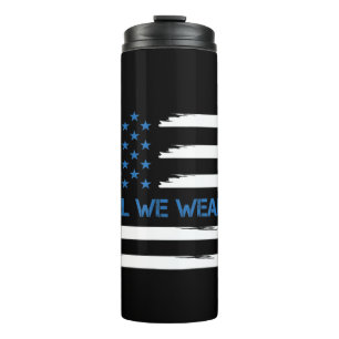 In April We Wear Blue Vintage American Flag Ribbon Thermal Tumbler