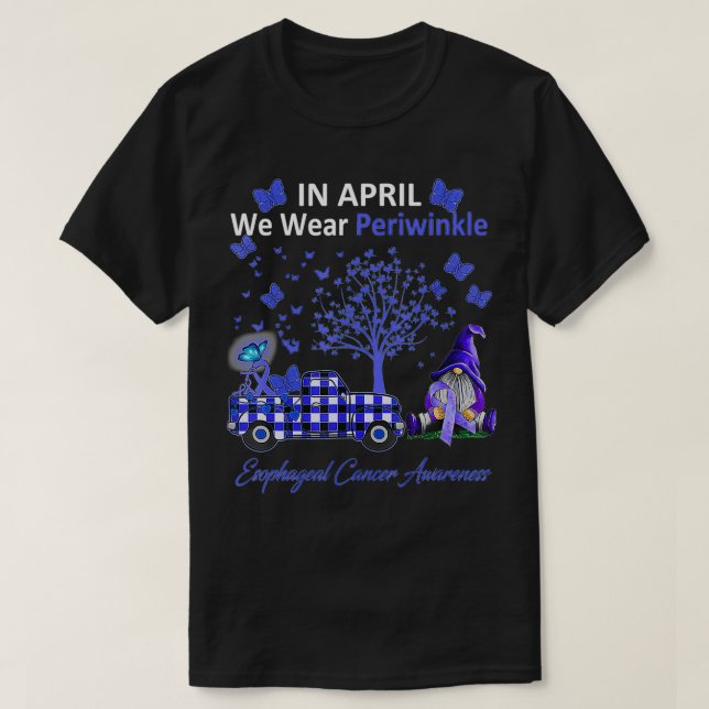 In April We Wear Periwinkle Oesophageal Cancer Awa T-Shirt (Design Front)