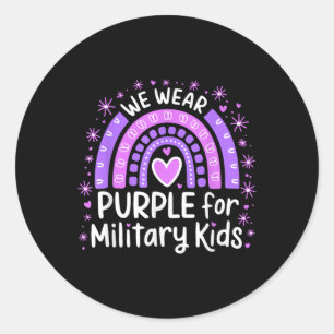 In April We Wear Purple Military Kids Military Chi Classic Round Sticker