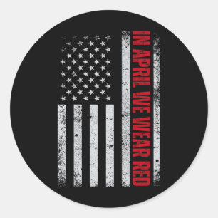 In April We Wear Red Autism Awareness Month Mental Classic Round Sticker