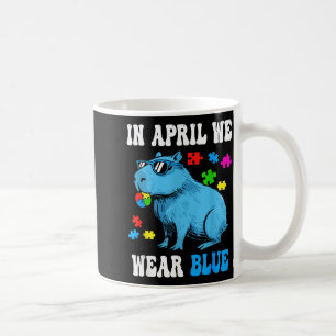 In april wear blue autism awareness cool capybara coffee mug
