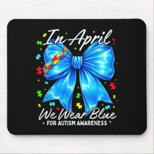 In april wear blue autism awareness coquette bow mouse mat