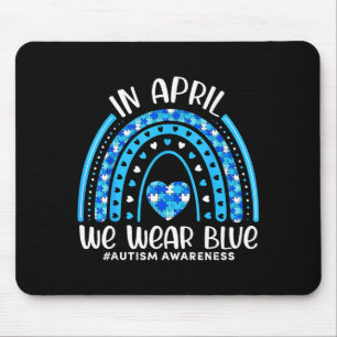 In april wear blue rainbow for women mom autism mouse mat