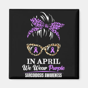 in April Wear Purple Sarcoidosis Awareness Ribbon Magnet