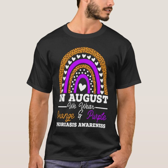 In August We Wear Orange And Purple Psoriasis Awar T-Shirt (Front)