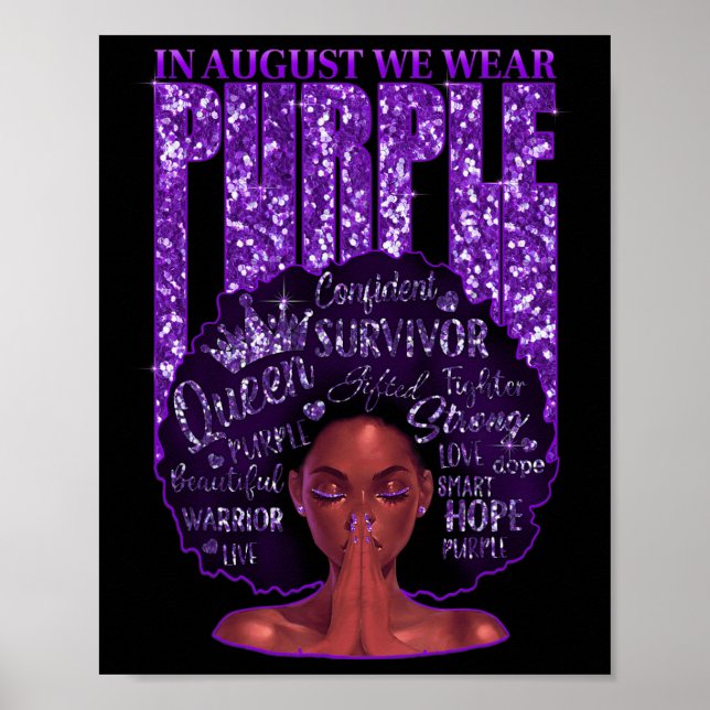 In August We Wear Purple Black Woman Afro Overdose Poster (Front)
