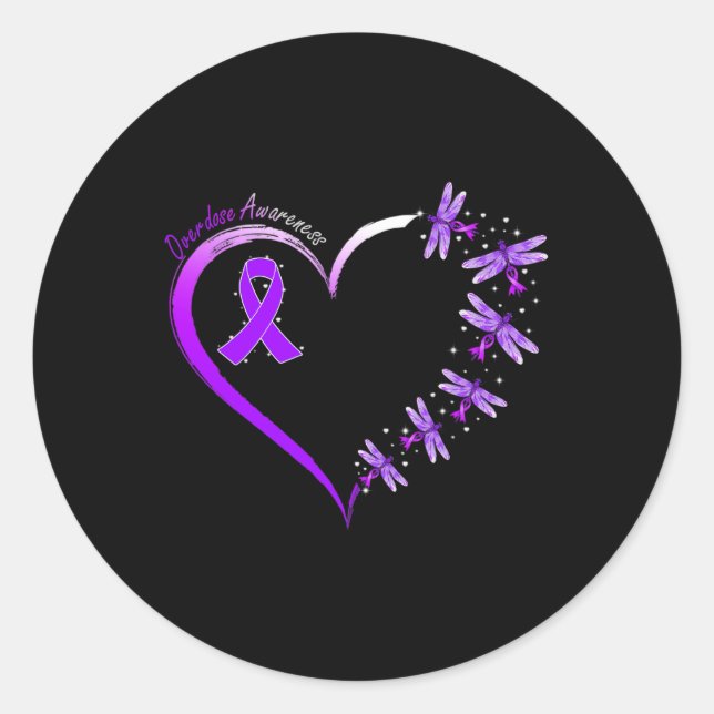 In August We Wear Purple Overdose Awareness Dragon Classic Round Sticker (Front)