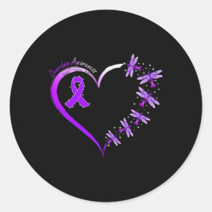 In August We Wear Purple Overdose Awareness Dragon Classic Round Sticker
