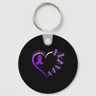 In August We Wear Purple Overdose Awareness Dragon Key Ring