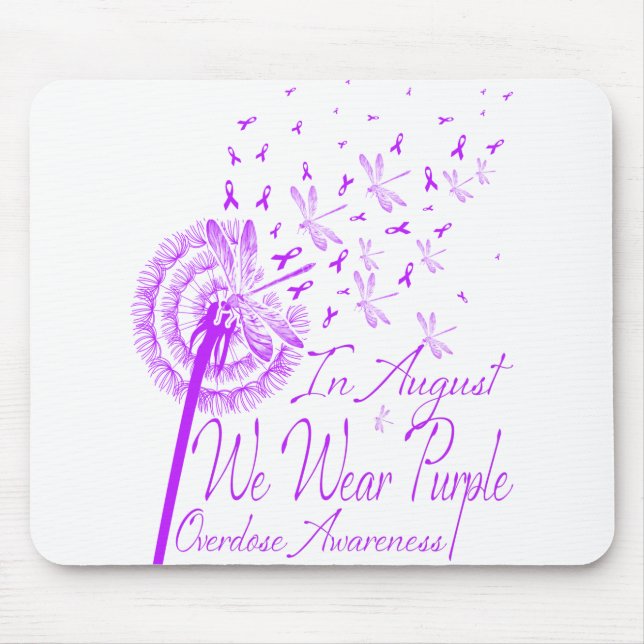 In August We Wear Purple Overdose Awareness Mouse Mat (Front)